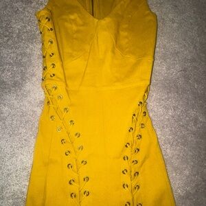 Yellow Lace-Up Jumpsuit